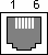 6 pin RJ12 (6P6C) female connector layout