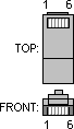 6 pin RJ12 (6P6C) male connector layout