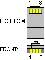 8 pin RJ45 (8P8C) male connector layout